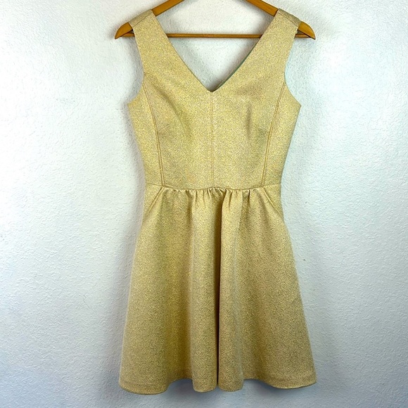 Vineyard Vines Dresses & Skirts - Perfect Vineyard Vines Metallic Gold Jacquard Fit and Flare Dress with Pockets 0